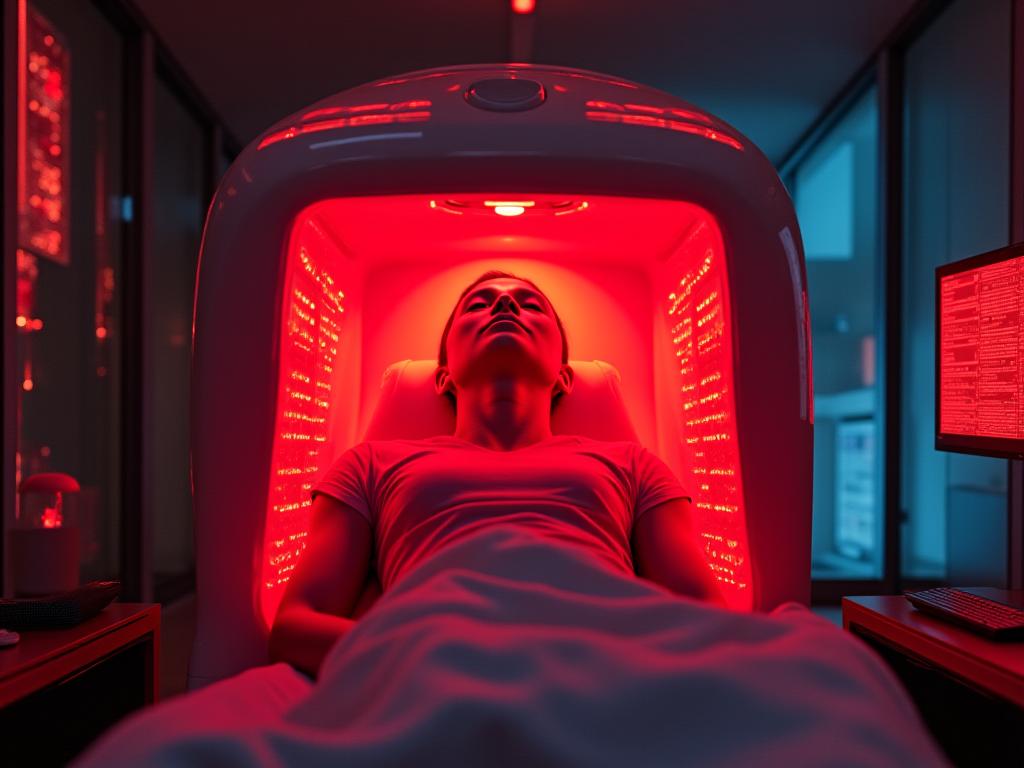 Sesión de biohacking con red light therapy y tecnología avanzada