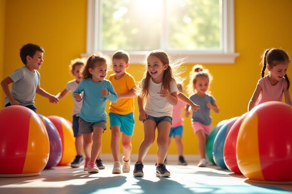 Circuito fitness divertido para niños con juegos activos