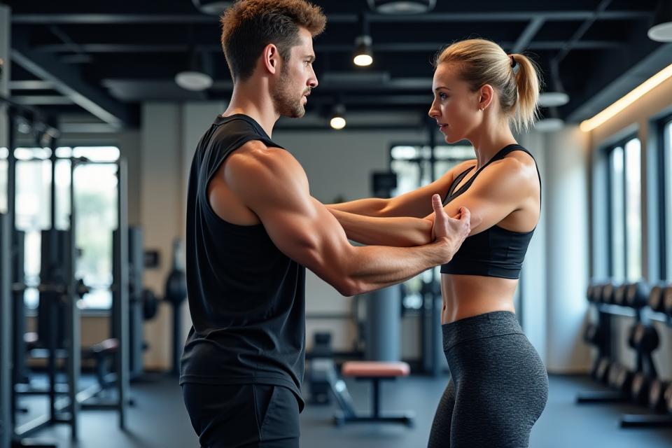 Entrenador personal en Barcelona guiando sesión de fitness personalizado